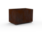 Pflanzentopf Cubo - natürliche Rostpatina - mit Boden und Rollen - Variante