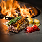 Feuerschale Rund 100 - natürliche Rostpatina - mit Grillring