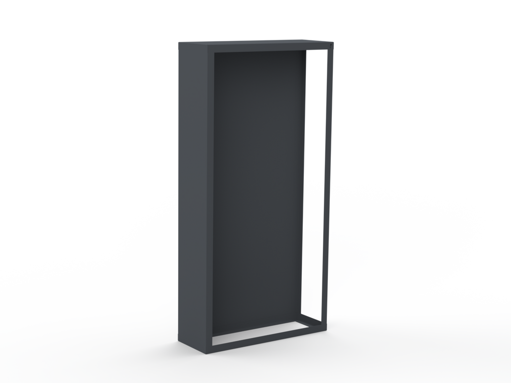 Kaminholzregal pulverbeschichtet RAL7035 mit Rückwand und Seitenwand links