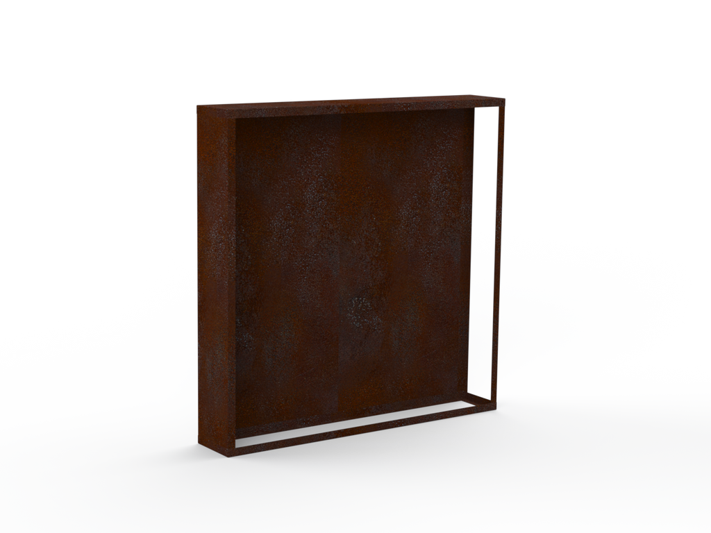 Kaminholzregal Edelrost mit Rückwand und Seitenwand links - Variante