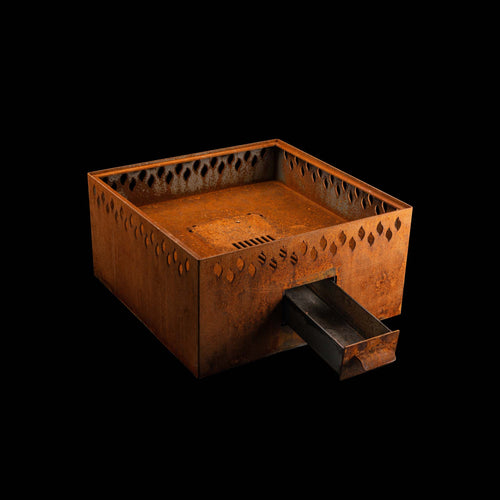 Feuerschale Edelrost 4-Eck 100 tief