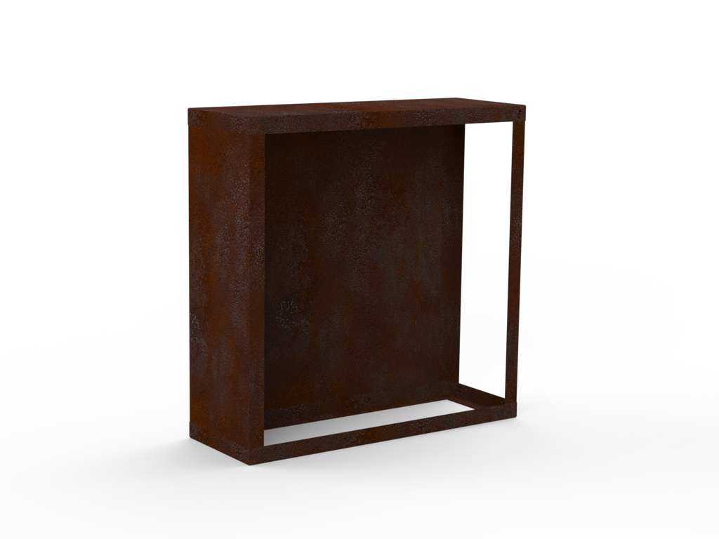 Kaminholzregal Edelrost mit Rückwand und Seitenwand links - Variante