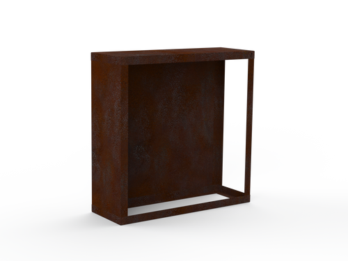 Kaminholzregal Edelrost mit Rückwand und Seitenwand links