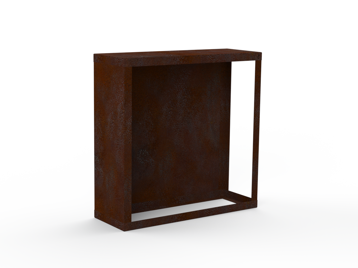 Kaminholzregal - natürliche Rostpatina - Rückwand+Seitenwand links