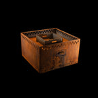 Feuerschale Quadrat 100 - natürliche Rostpatina - 60 cm Höhe mit Grillring - Variante