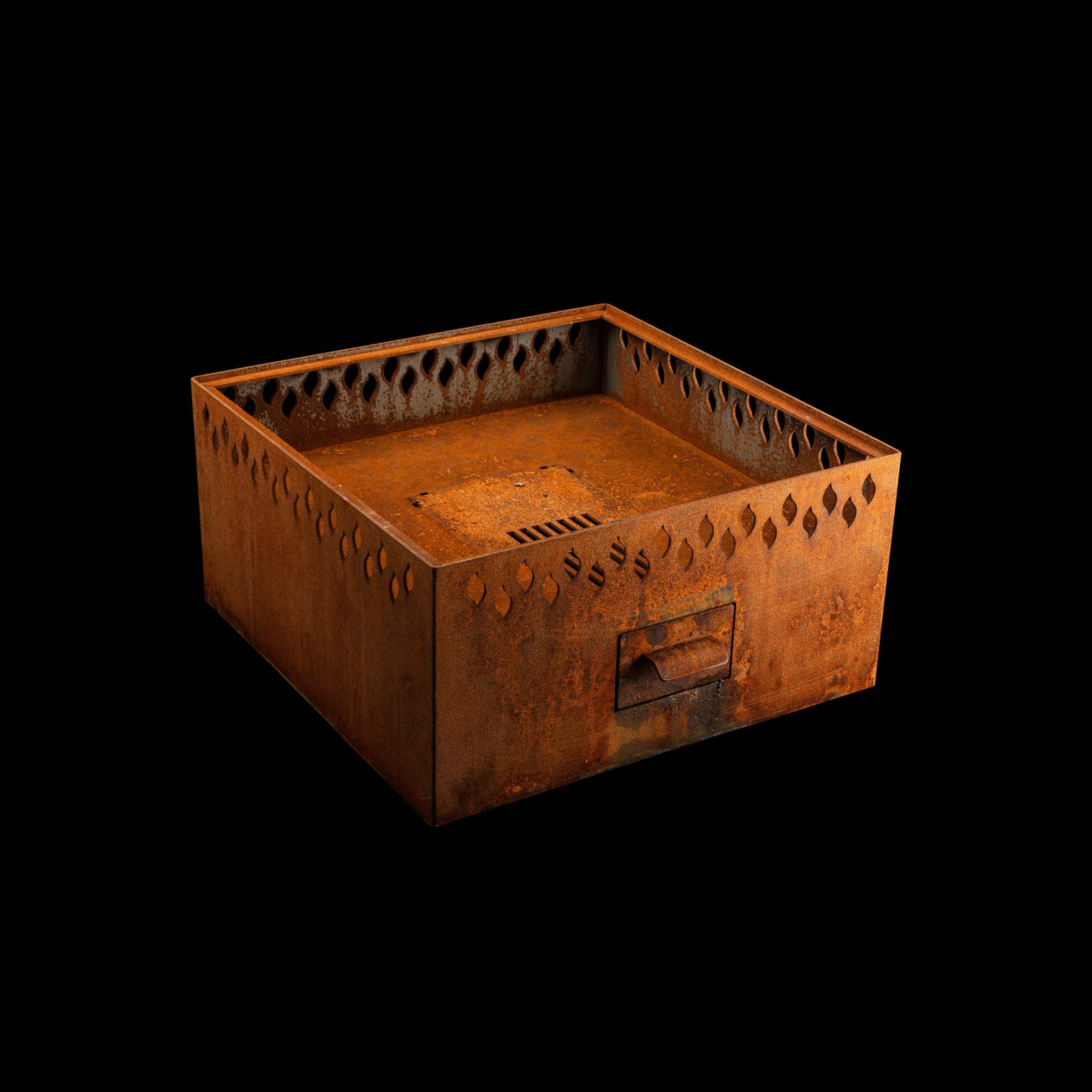 Feuerschale Edelrost 4-Eck 100 tief