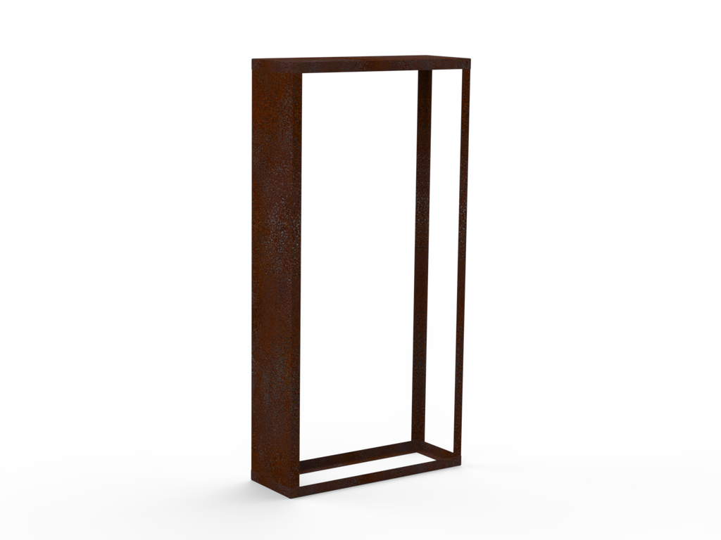 Kaminholzregal Edelrost mit Seitenwand links - Variante