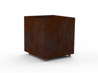 Pflanzentopf Cubo - natürliche Rostpatina - mit Boden und Rollen - Variante