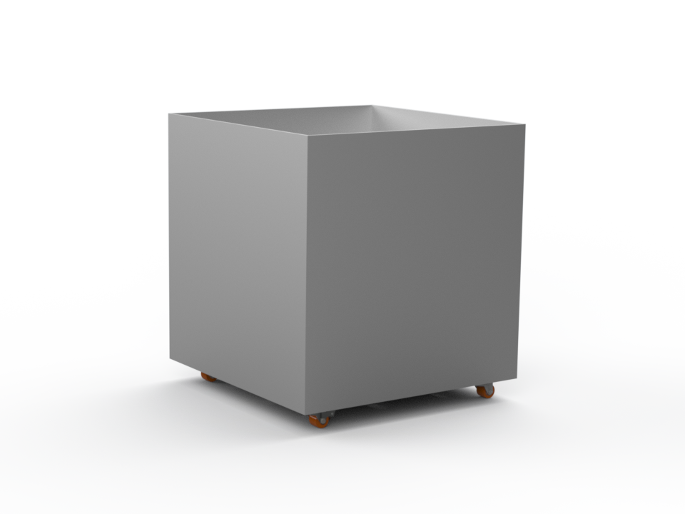 Pflanzentopf Cubo - gebürsteter Edelstahl - mit Boden und Rollen - Variante
