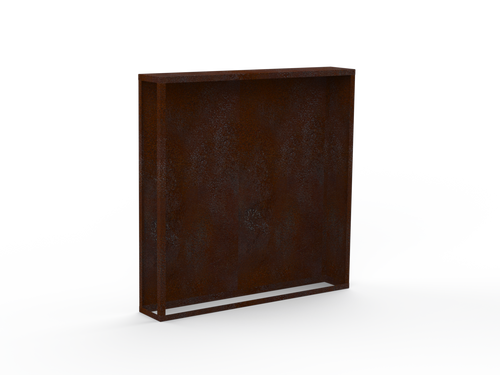 Kaminholzregal Edelrost mit Rückwand und Seitenwand links rechts