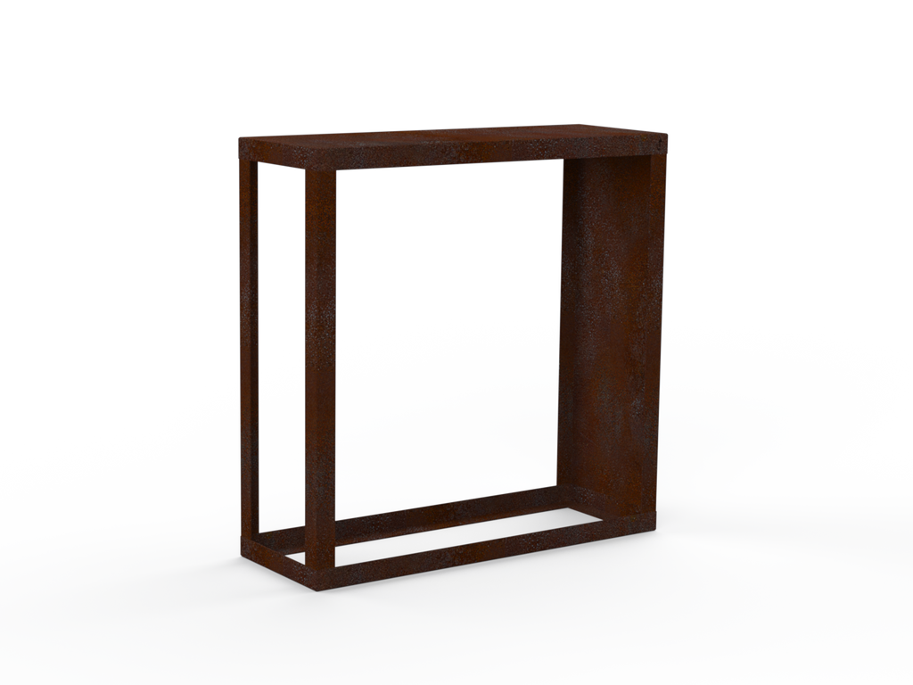 Kaminholzregal Edelrost mit Seitenwand rechts - Variante