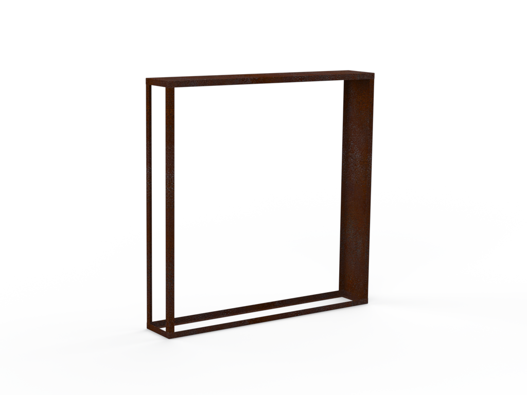 Kaminholzregal Edelrost mit Seitenwand rechts - Variante