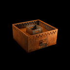 Feuerschale Quadrat 80 - natürliche Rostpatina - 40 cm Höhe mit Grillring - Variante