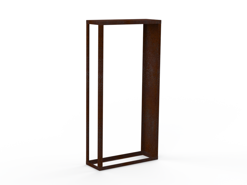 Kaminholzregal Edelrost mit Seitenwand rechts - Variante