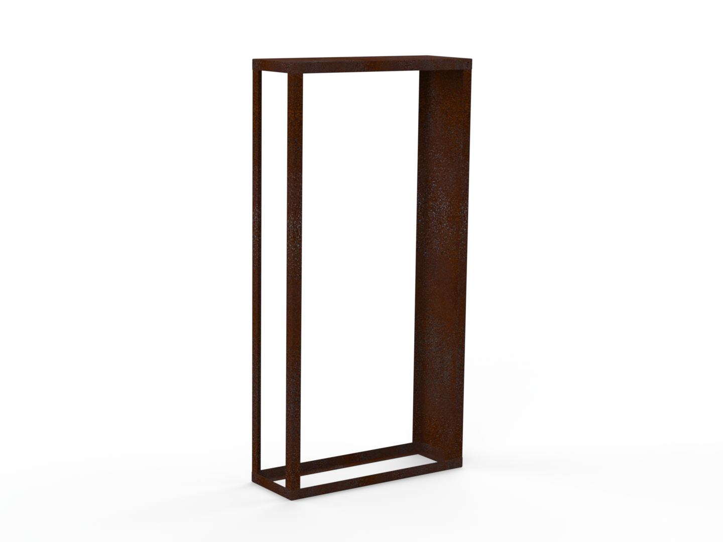 Kaminholzregal Edelrost mit Seitenwand rechts - Variante