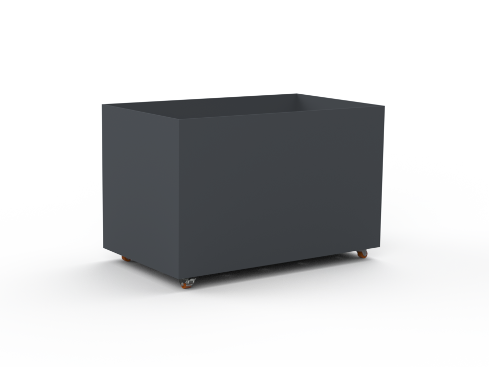 Pflanzentopf Cubo - Lichtgrau matt - mit Boden und Rollen - Variante