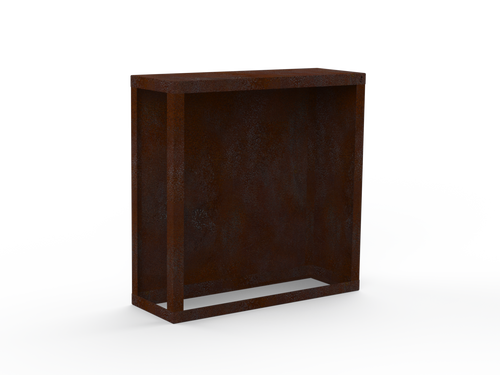 Kaminholzregal Edelrost mit Rückwand und Seitenwand links rechts