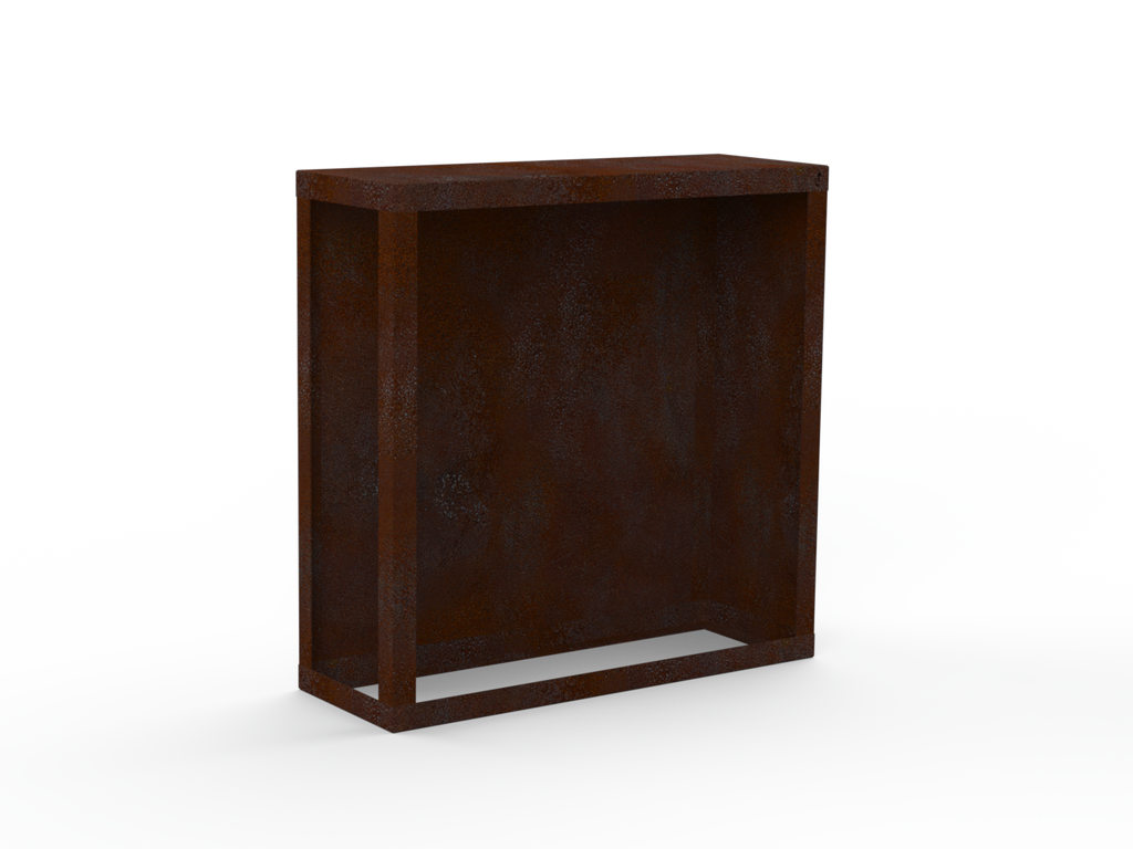 Kaminholzregal Edelrost mit Rückwand und Seitenwand links rechts - Variante