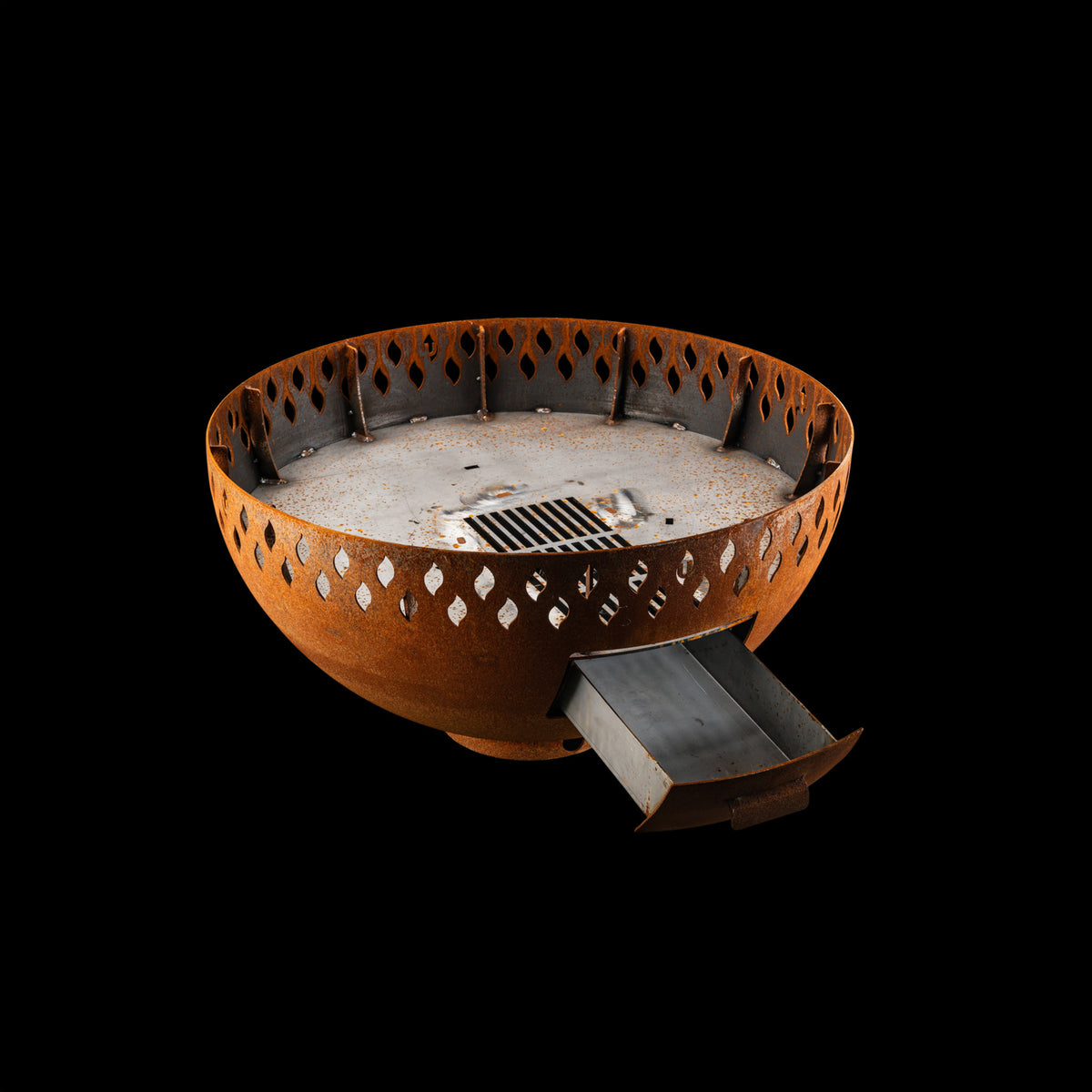 Feuerschale Rund 80 - natürliche Rostpatina - mit Grillring - Variante