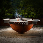 Feuerschale Rund 100 - natürliche Rostpatina - mit Grillring