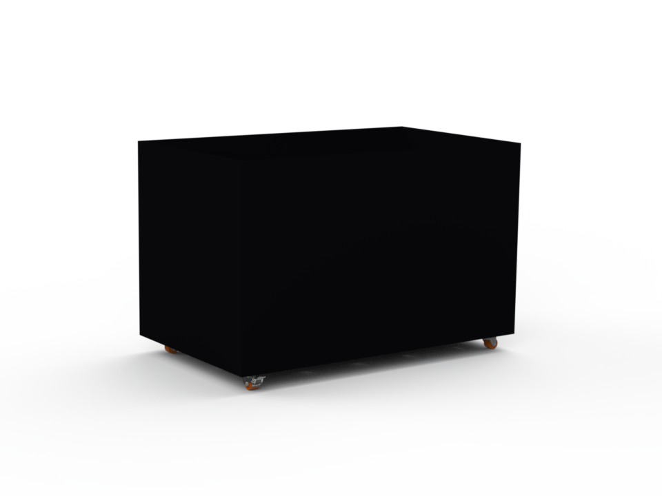 Pflanzentopf Cubo - Schwarz matt - mit Boden und Rollen - Variante