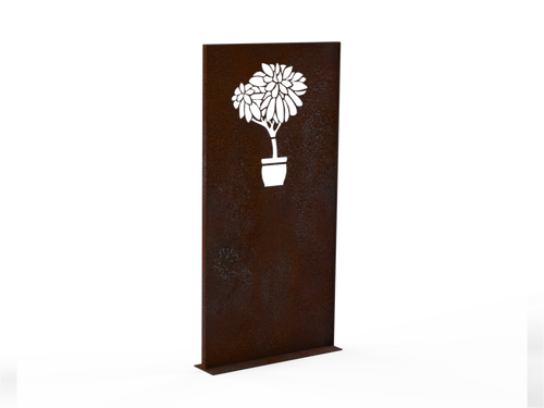 Sichtschutzwand - Motiv Baum Topf
