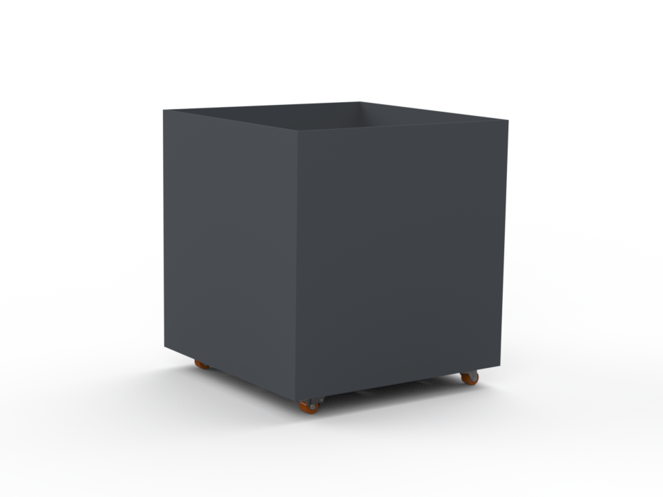 Pflanzentopf Cubo - Lichtgrau matt - mit Boden und Rollen - Variante