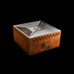 Feuerschale Quadrat 80 - natürliche Rostpatina - 40 cm Höhe mit Grillring - Variante