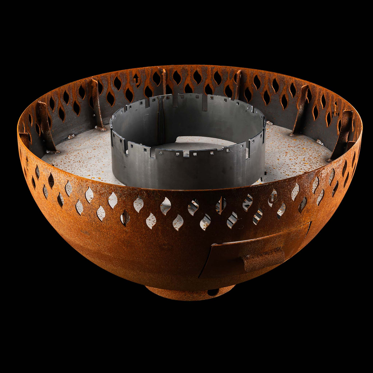 Feuerschale Rund 100 - natürliche Rostpatina - mit Grillring - Variante