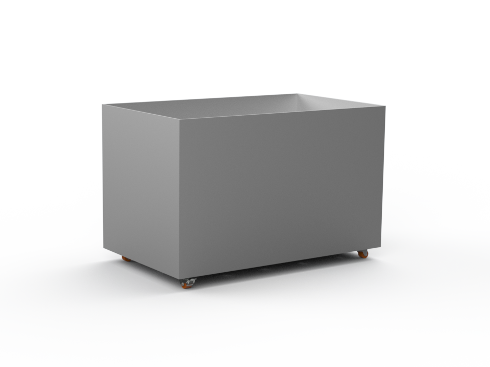 Pflanzentopf Cubo - gebürsteter Edelstahl - mit Boden und Rollen - Variante
