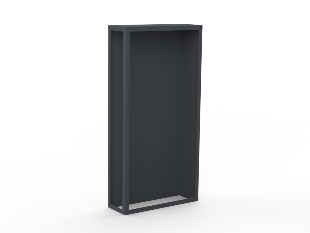 Kaminholzregal pulverbeschichtet RAL7035 mit Rückwand und Seitenwand rechts