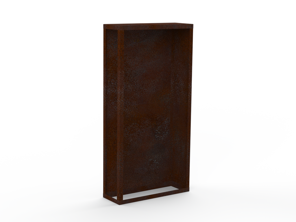 Kaminholzregal Edelrost mit Rückwand und Seitenwand rechts - Variante