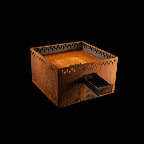 Feuerschale Edelrost 4-Eck 100 hoch