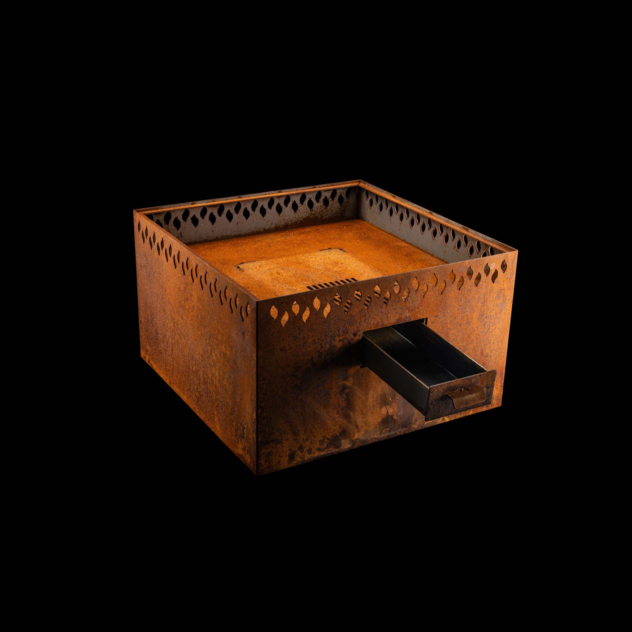 Feuerschale Edelrost 4-Eck 100 hoch