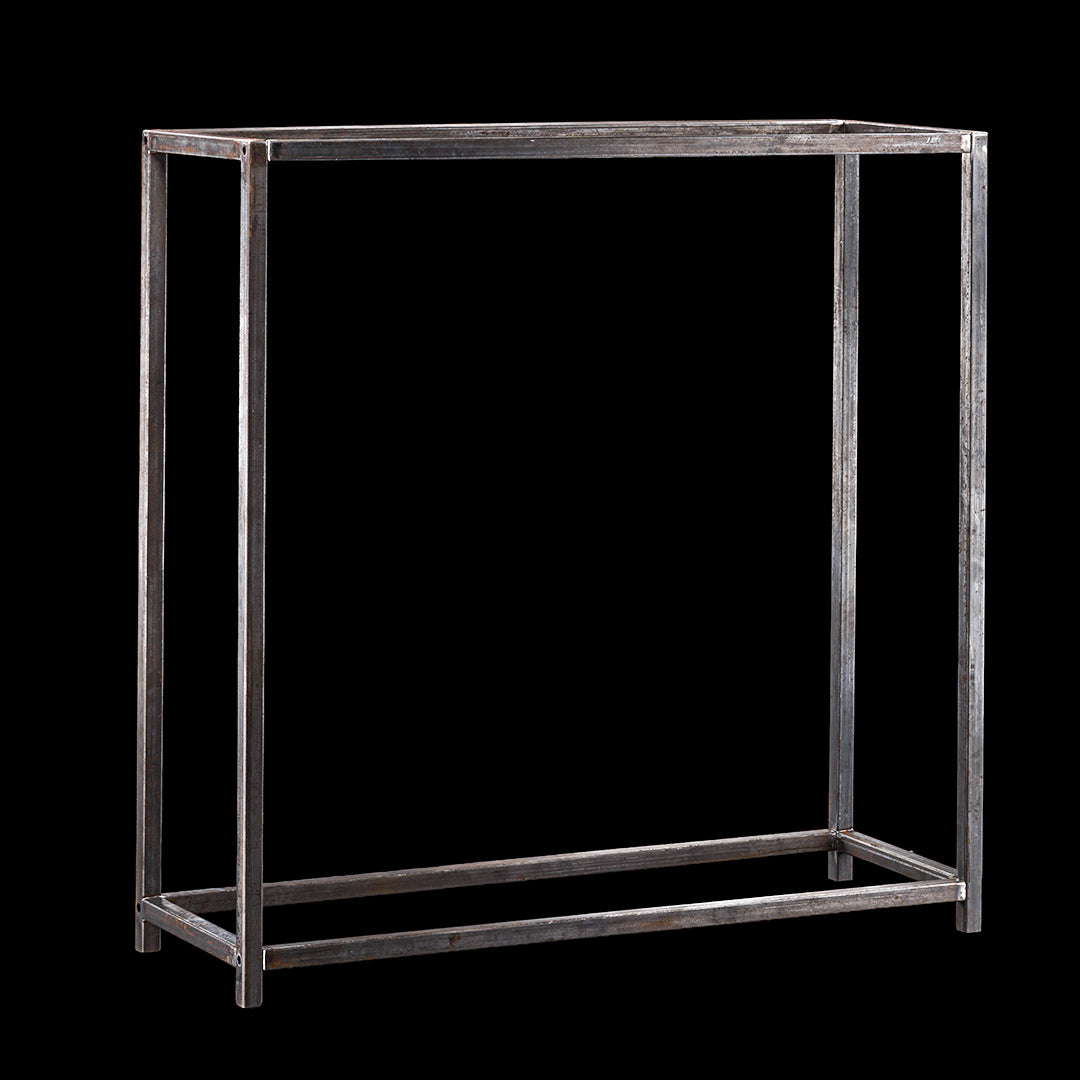 Kaminholzregal BASIC 100 × 100 cm - natürliche Rostpatina - Offen geschraubt