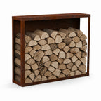 Kaminholzregal STANDARD 120 × 120 cm - natürliche Rostpatina - Rückwand - Variante