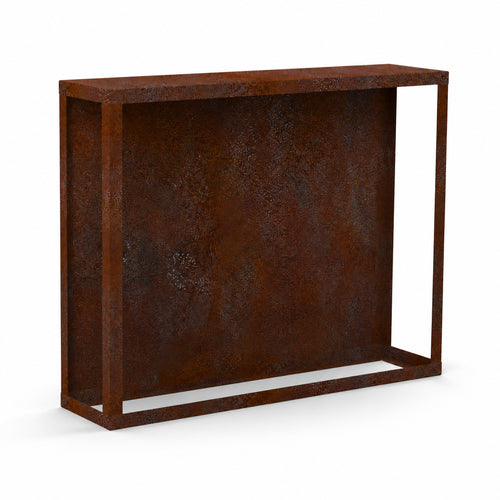Kaminholzregal STANDARD 120 × 120 cm - natürliche Rostpatina - Rückwand