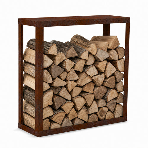 Kaminholzregal STANDARD 120 × 120 cm - natürliche Rostpatina - Offen