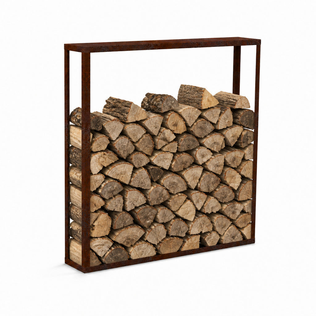 Kaminholzregal STANDARD 200 × 200 cm - natürliche Rostpatina - Offen