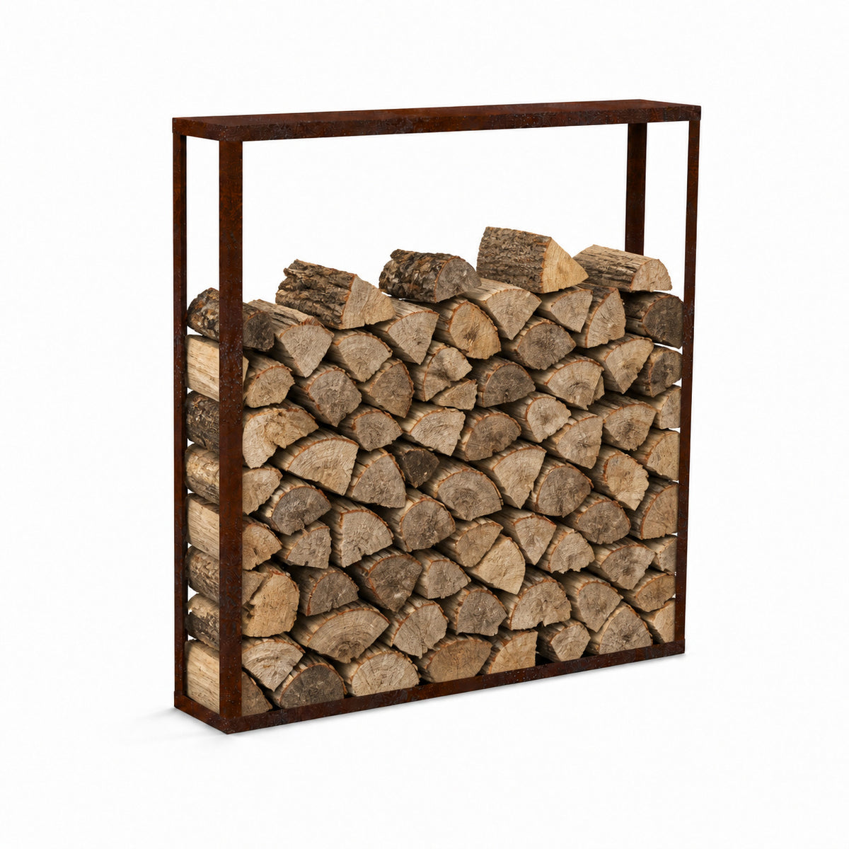 Kaminholzregal STANDARD 200 × 200 cm - natürliche Rostpatina - Offen