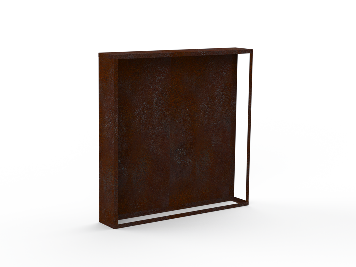 Kaminholzregal - natürliche Rostpatina - Rückwand+Seitenwand links