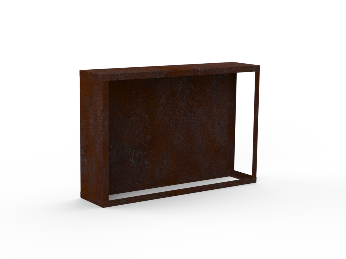 Kaminholzregal - natürliche Rostpatina - Rückwand+Seitenwand links
