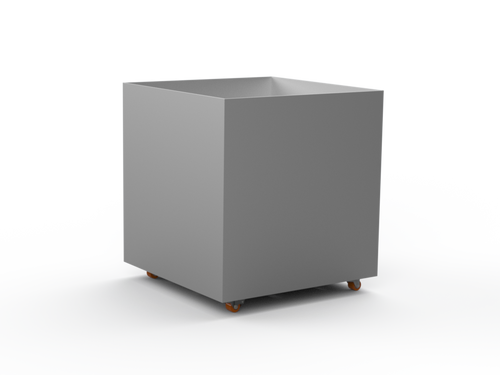 Pflanzentopf Cubo - gebürsteter Edelstahl - mit Boden und Rollen