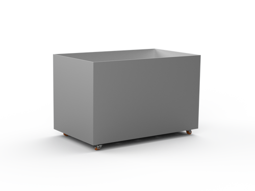 Pflanzentopf Cubo - gebürsteter Edelstahl - mit Boden und Rollen