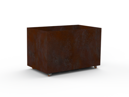 Pflanzentopf Cubo - natürliche Rostpatina - mit Boden und Rollen