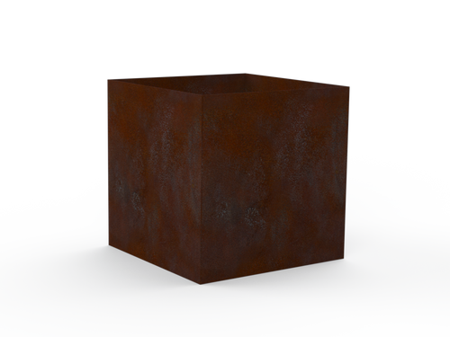 Pflanzentopf Cubo - natürliche Rostpatina - mit geschlossenem Boden