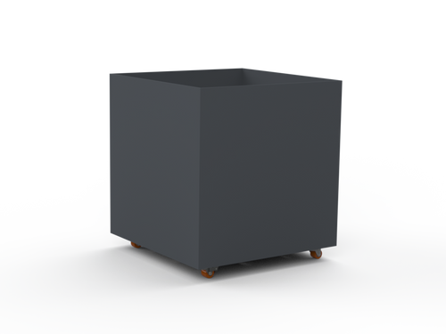 Pflanzentopf Cubo - Lichtgrau matt - mit Boden und Rollen